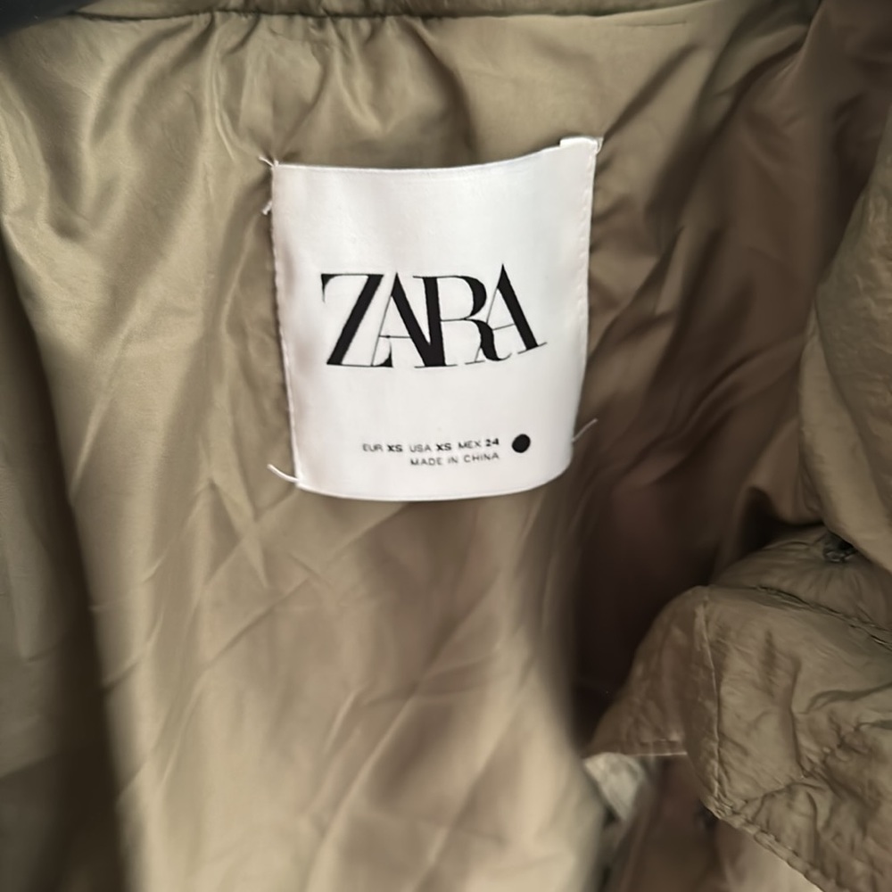 Zara Short Puffer Jacket Olive Green - Picture 4 of 6